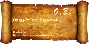 Osgyáni Benedek névjegykártya