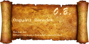 Osgyáni Benedek névjegykártya